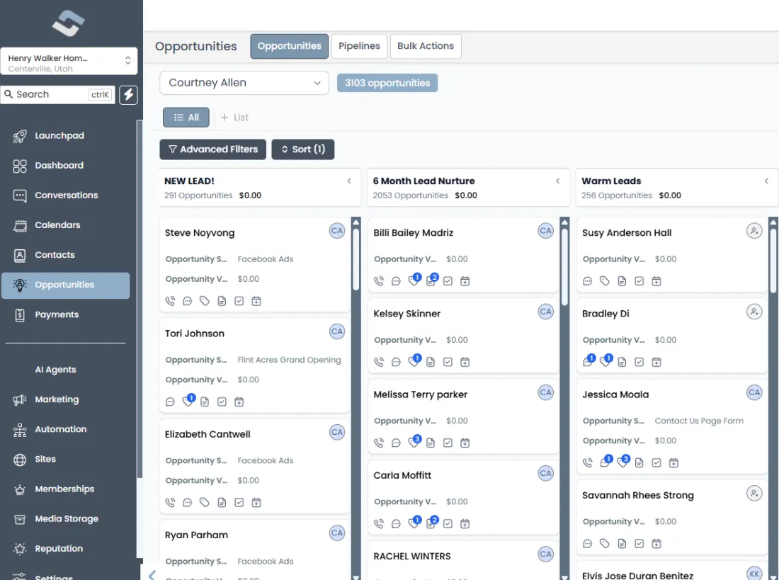 CRM dashboard