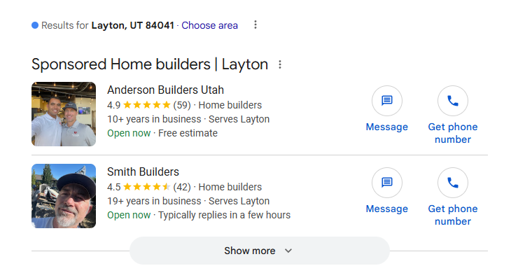 Google LSA search results